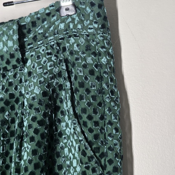 Anthropologie Maeve Avery Pleated Wide Leg Pants Womens 10 Teal Velvet Trousers - Picture 3 of 6